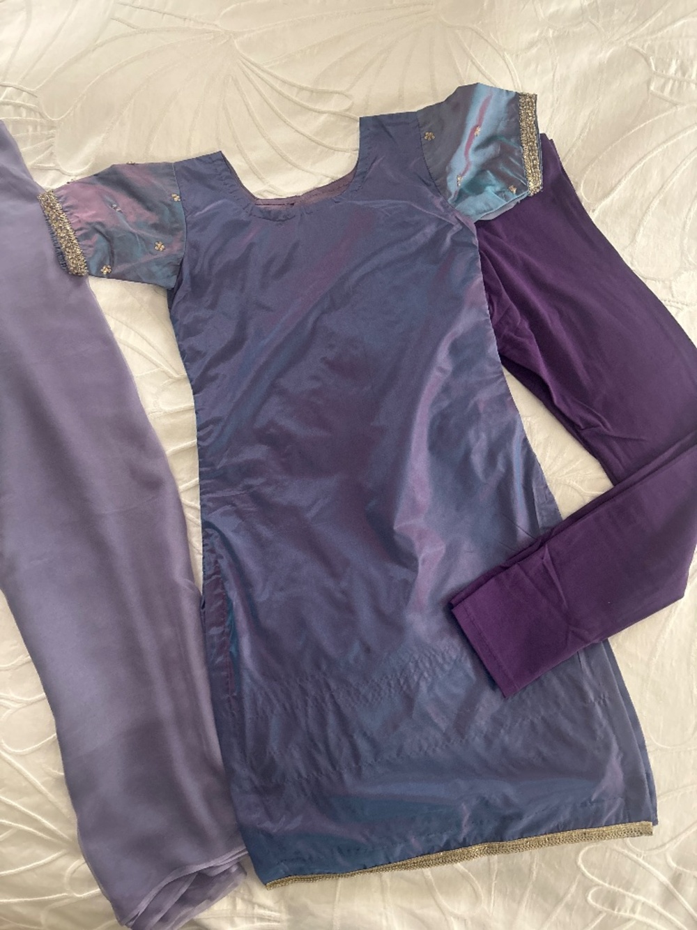 Girls Purple Straight Pajami Suit